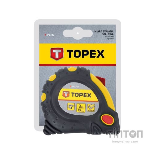 Рулетка Topex стальная лента 10 м x 32 мм, магнит (27C340)