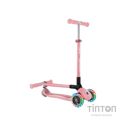Самокат Globber Primo Foldable Lights колеса з підсвіткою до 50 кг 3+ Пастельно-рожевий (432-211-3)