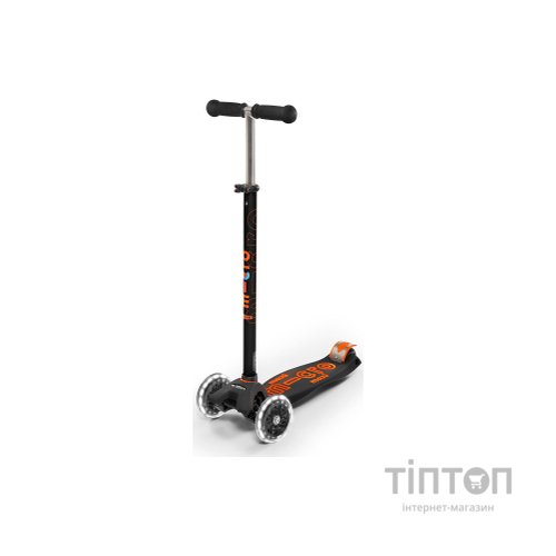 Самокат Micro Maxi Deluxe black/orange LED (MMD143)