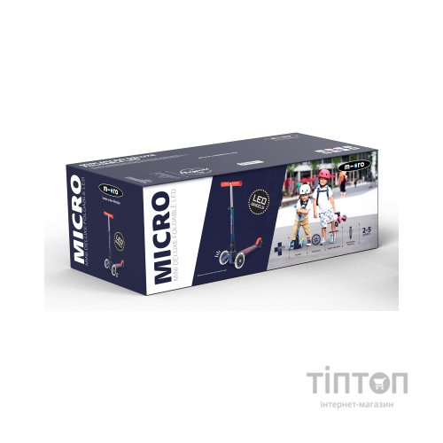 Самокат Micro Mini Deluxe Foldable LED" складний Синій" (MMD196)