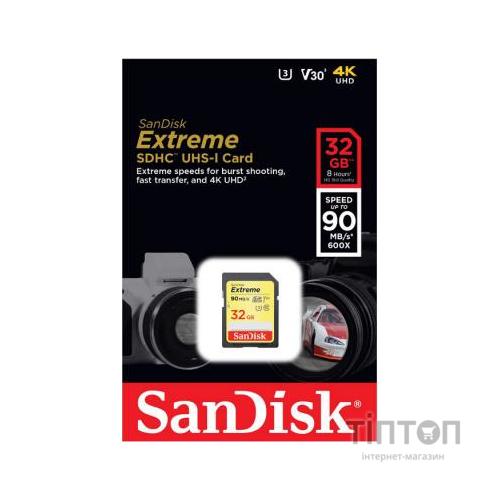 SD SanDisk 32GB UHS-I U3 R90/W40MB/s 4K Extreme