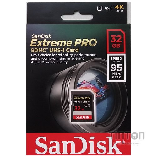 SD SanDisk 32GB V30 UHS-I U3 R95/W90MB/s 4K Extreme Pro Class 10