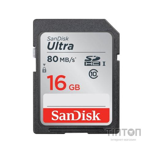 SD SanDisk Ultra 16GB Class 10 UHS-I 80MB/s