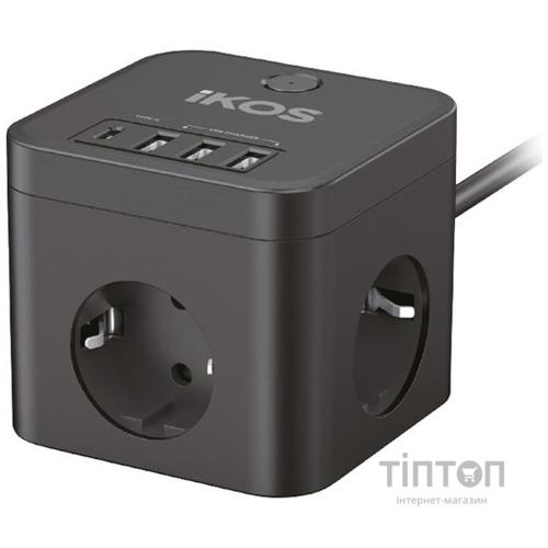Сетевой фильтр-удлинитель IKOS C34S-CU Black (0007-CEF)