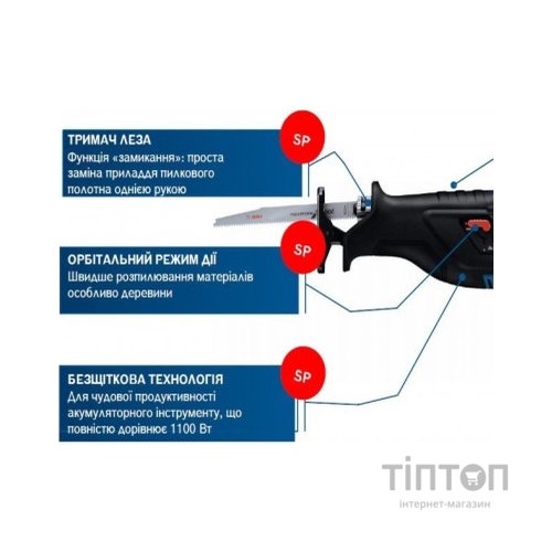 Шабельна пила Bosch GSA 185-LI, 18 В, пропил 230мм, хід 28мм (без АКБ та ЗП) (0.601.6C0.020)