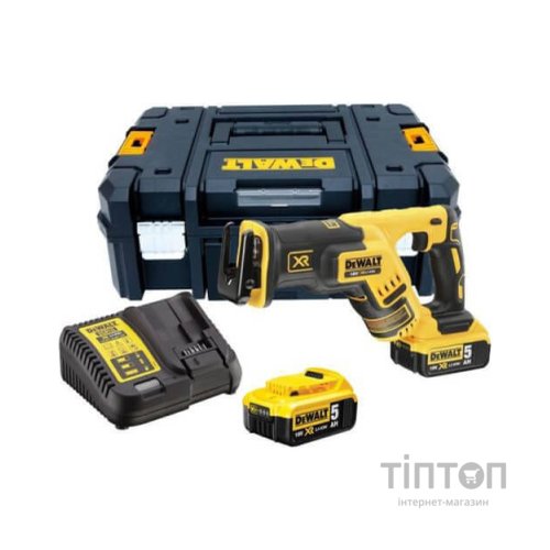 Шабельна пила DeWALT 18В XR Li-lon, безщіткова, 0 - 2900 хід/хв, 2x5Ah, ЗУ, кейс TSTAK (DCS367P2)