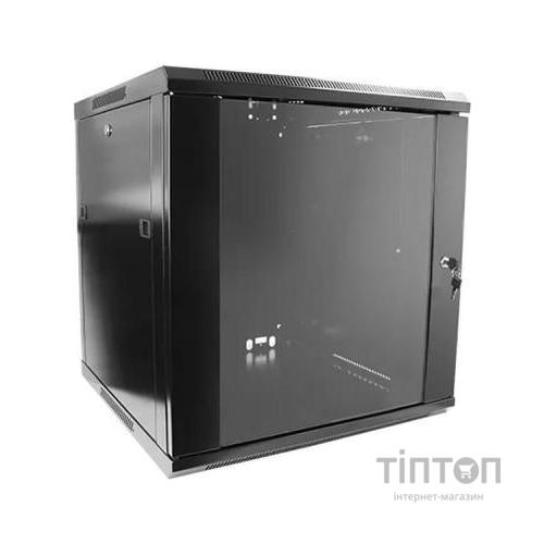 Шафа настінна Hypernet 12U 19" 600x450, glass door, black (WMNC-12U-FLAT-BLACK)