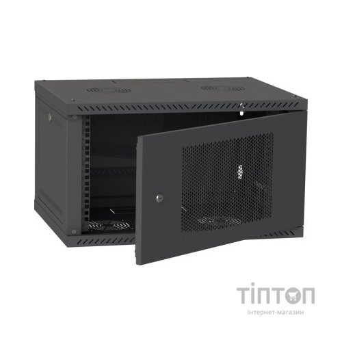Шафа настінна Ipcom 6U, 600*450, перфоровані дверцята, RAL9005 (СН-6U-060х045-ДП-9005)