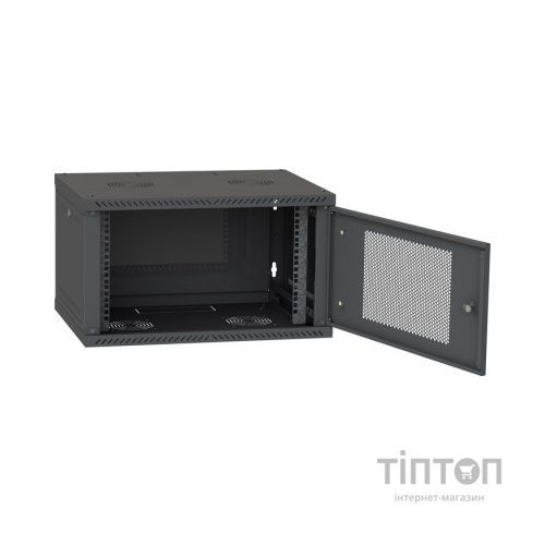 Шафа настінна Ipcom 6U, 600*450, перфоровані дверцята, RAL9005 (СН-6U-060х045-ДП-9005)