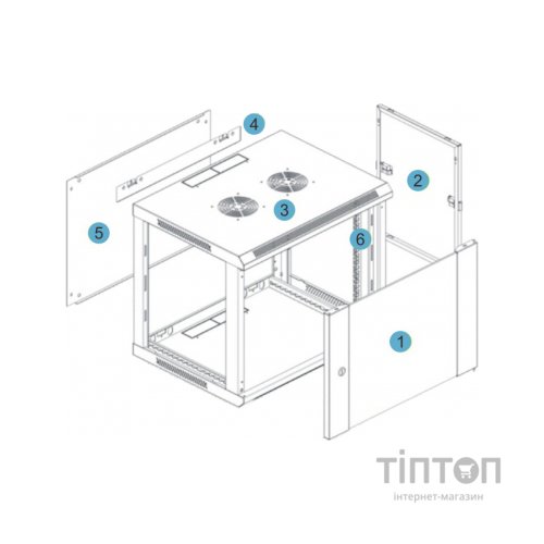 Шафа настінна Kingda 12U 19" 600x600 RAL9004 (KD-007-6612)