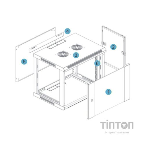 Шафа настінна Kingda 9U 19" 600x450 RAL9004 (KD-007-6409)