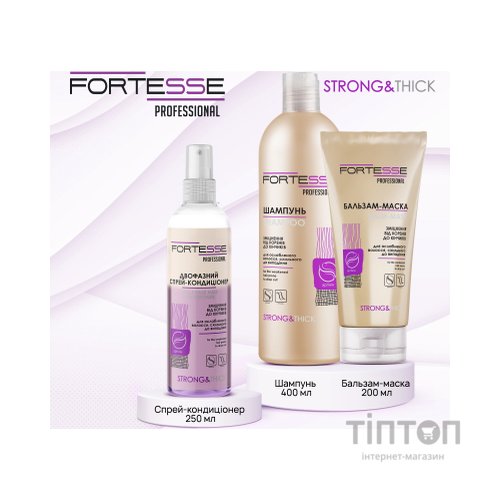 Шампунь Fortesse Professional Strong & Thick Зміцнювальний Для ослабленого волосся, схильного до випадіння 400 мл (4823115501561)