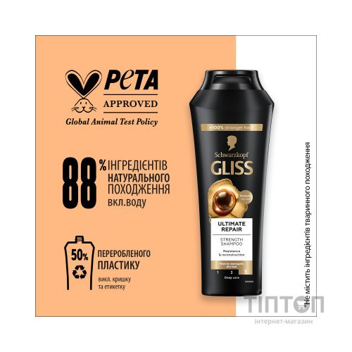 Шампунь Gliss Ultimate Repair для пошкодженого та сухого волосся 250 мл (9000100662918/9000100801416)
