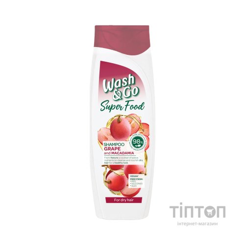 Шампунь Wash&Go Super Food з виноградом і макадамією 400 мл (8008970053066)