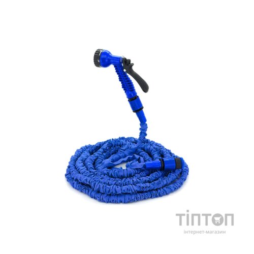 Шланг для поливу Voltronic KY-225B, 7.5-22.5м/75ft, Blue, + розпилювач, насадка на кран, Box (KY-225B)