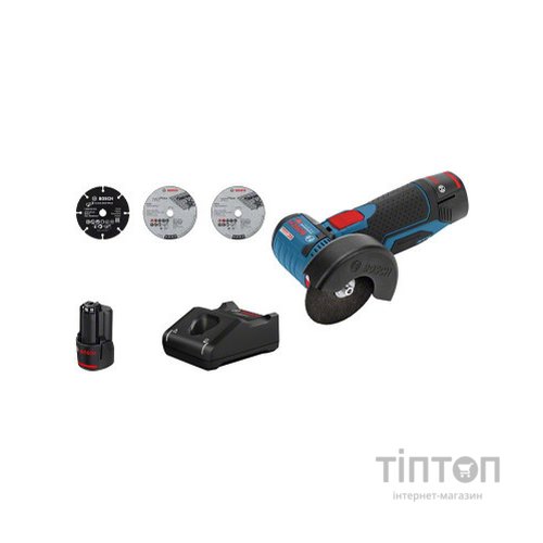 Шліфувальна машина Bosch Professional GWS 12V-76 акумуляторная, 2x3,0 Ач (0.601.9F2.00B)