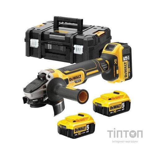 Шліфувальна машина DeWALT DCG405 18В XR Li-lon, 125 мм, 3x5Ah, кейс TSTAK (DCG405P3)