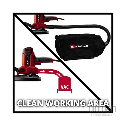 Шліфувальна машина Einhell для стін TC-DWS 225, 1220 Вт, 225 мм, набір шліфпаперу 6 шт (4259945)