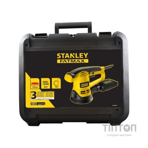 Шліфувальна машина Stanley FatMax, 480W, 4000-12000 об/хв, диск 125 мм, 3,9 кг, кейс (FME440K)