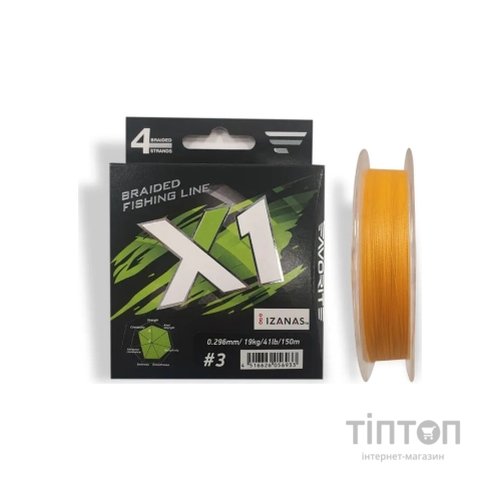 Шнур Favorite X1 PE 4x 150m 3.0/0.296mm 41lb/19.0kg Orange (1693.11.25)