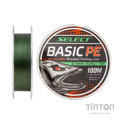 Шнур Select Basic PE 100m Dark Green 0.22mm 30lb/13.6kg (1870.27.66)