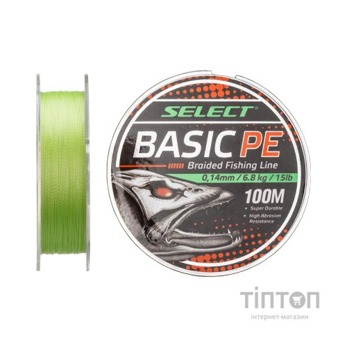 Шнур Select Basic PE 100m Light Green 0.18mm 22lb/9.9kg (1870.27.51)