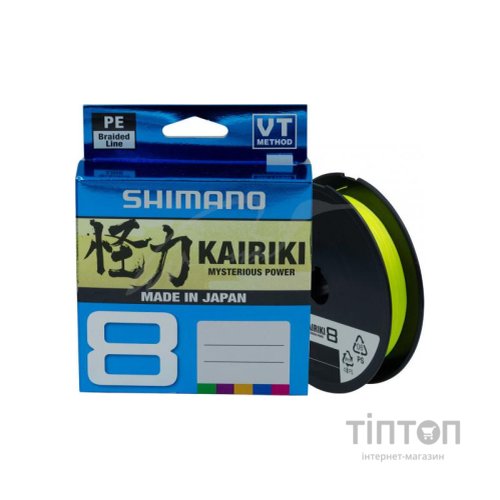 Шнур Shimano Kairiki 8 PE Yellow 150m 0.19mm 12.0kg (59WPLA58R34)