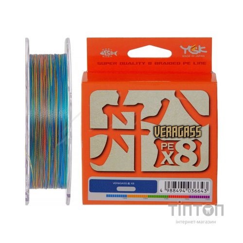 Шнур YGK_ТОВ Veragass Fune X8 150m Multi Color 1.0/0.165mm 20lb/8.6kg (5545.02.62)
