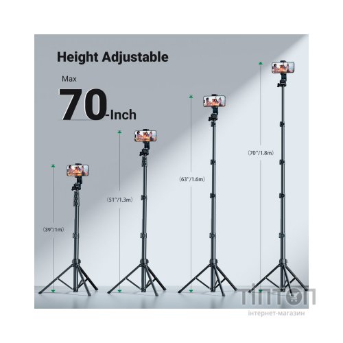 Штатив Ugreen LP680 Selfie Stick Tripod with Bluetooth Remote Black (15609)