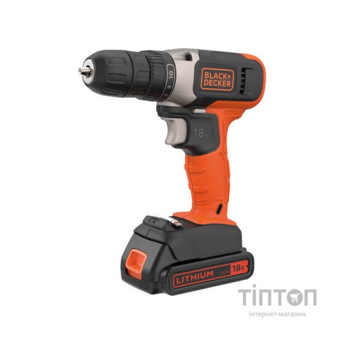 Шуруповерт Black&Decker 18 В Li-Ion, 1.5Ah, 600 об/хв, 1,2 кг (BCD001C1)