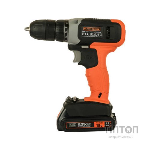 Шуруповерт Black&Decker 18 В Li-Ion, 1.5Ah, 600 об/хв, 1,2 кг (BCD001C1)