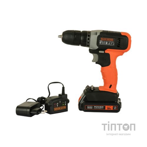 Шуруповерт Black&Decker 18 В Li-Ion, 1.5Ah, 600 об/хв, 1,2 кг (BCD001C1)