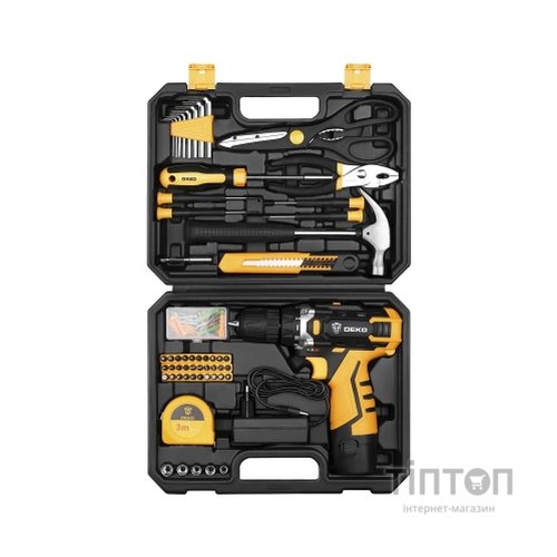 Шуруповерт Deko DKCD12FU-LI + набір 104 інструментів в кейсі (12182)