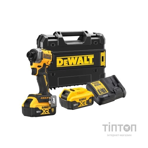 Шуруповерт DeWALT 18 В XR Li-Ion, 2x5Ah, безщітковий, 206 Нм, 3250 об/хв, TSTAK (DCF850P2T)