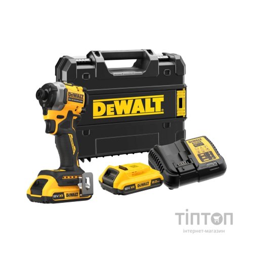 Шуруповерт DeWALT ударний 18 В XR Li-Ion, 2x2Ah, 206 Нм, 2 Аг, 3250 об/хв, TSTAK (DCF850D2T)