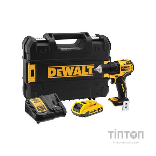 Шуруповерт DeWALT XR Li-Ion 18 В, 2Ah, 65 Нм, 450-1650 об/хв, вага 1.1 кг, TSTAK (DCD708D1T)