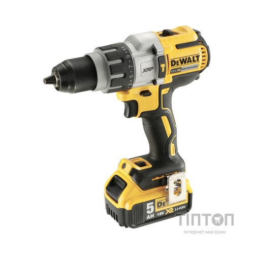 Шуруповерт DeWALT XR Li-Ion 18 В, 2x5Ah, 95 Нм, 0-500/1500/2250 об/хв, 1.6 кг, кейс (DCD996P2)
