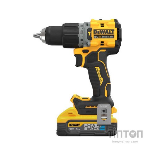 Шуруповерт DeWALT XR Li-Ion PowerStack 18 В, 2x5Ah, 90 Нм, 0-650/0-2000 об/хв, TSTAK (DCD805H2T)