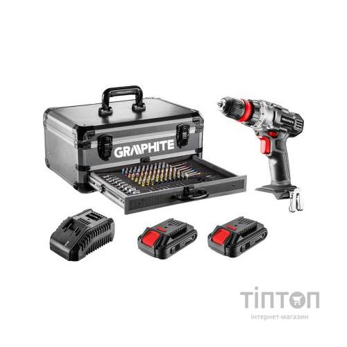 Шуруповерт Graphite Energy + SET, 18В, 2х2.0 Ач, 109ед. кейс (58G022-PS15)