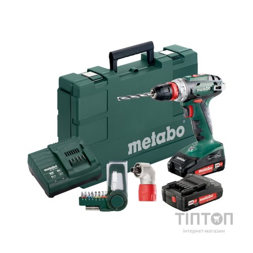 Шуруповерт Metabo BS 18 Quick, 18V 2x2Aг + набір SP(9 шт) (602217870)