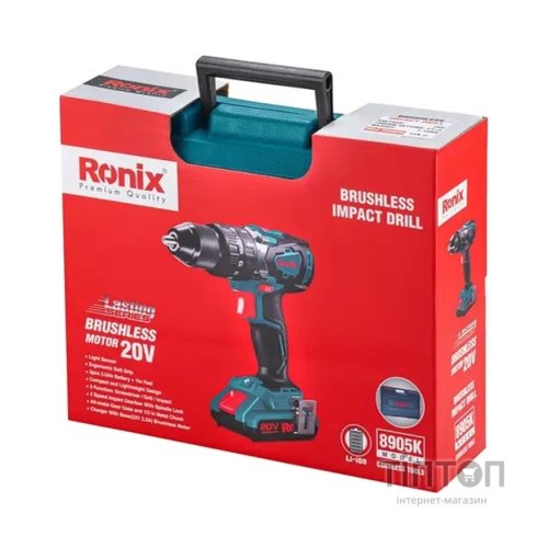 Шуруповерт Ronix ударний акумуляторний 20В, 2Ah х 2 (8905K)