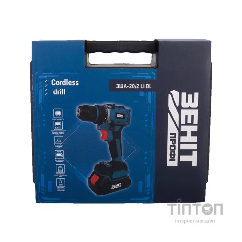 Шуруповерт Зеніт Профі ЗША-20/2 Li BL, 20V TekPower, 2x1.5Ah (854605)