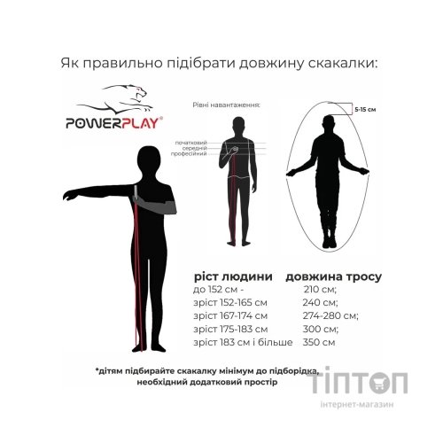 Скакалка PowerPlay 4210 швидкісна Чорна (PP_4210_Black/Red)
