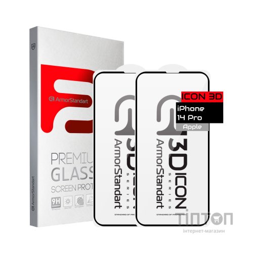 Скло захисне Armorstandart Icon 3D iPhone 14 Pro Black 2 шт. (ARM65336)