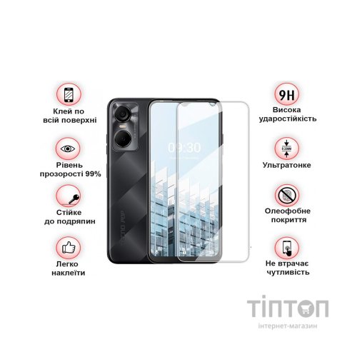Скло захисне BeCover Tecno Pop 6 Pro (BE8) 3D Crystal Clear Glass (708555)