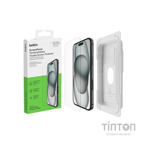 Скло захисне Belkin iPhone 15 Plus/14 Pro Max TemperedGlass (1 Pack) (OVA136ZZ)