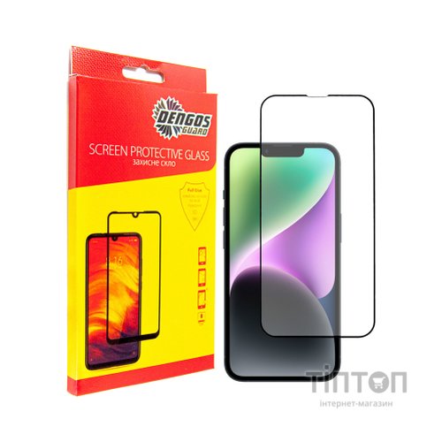 Скло захисне Dengos Full Glue iPhone 14 black frame (TGFG-230)