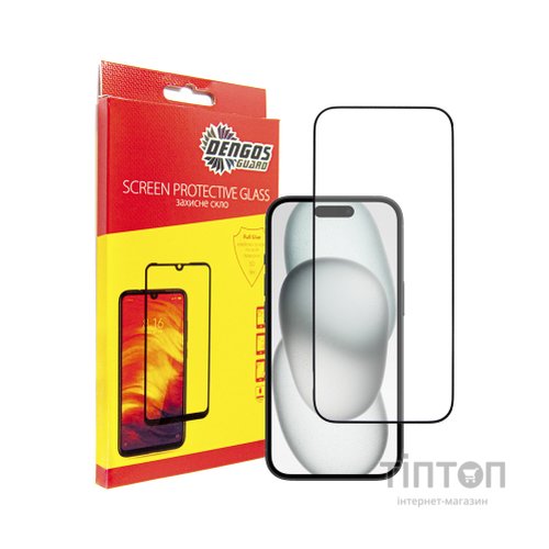 Скло захисне Dengos Full Glue iPhone 15 Pro (black) (TGFG-320)
