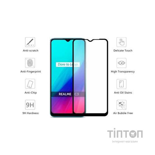 Скло захисне Drobak Realme C3 Full Cover Full Glue (Black) (222224) (222224)