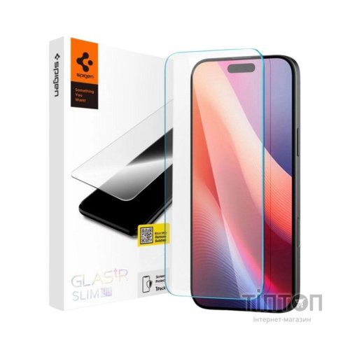 Скло захисне Spigen iPhone 16 Plus/15 Plus Glas tR SLIM HD (1 Pack) (AGL06890)